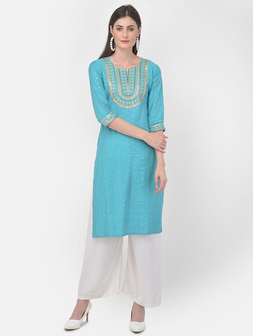 embroidered silk straight kurta - 18023046 - Very Small Image - 1