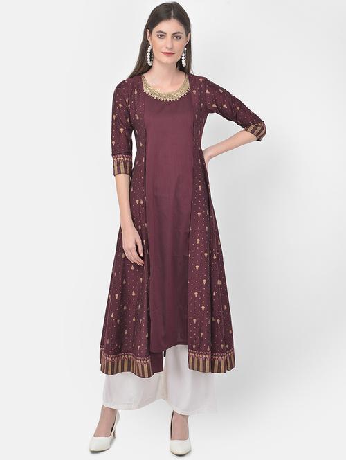 embroidered layered kurta - 18023058 - Very Small Image - 1