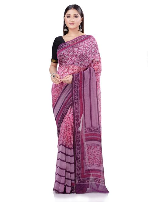 floral printed saree with blouse - 18023260 - Very Small Image - 1