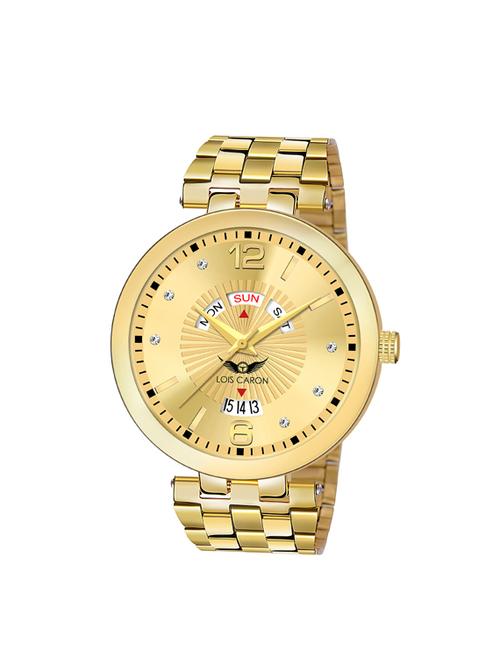 lcs-8505 original gold plated day & date functioning watch for boys analog watch - for men - 18023436 - Very Small Image - 1