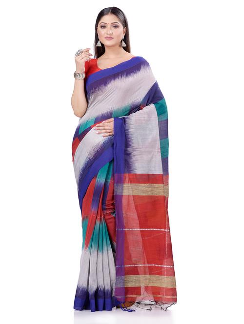 multi colored cotton handloom saree with blouse - 18023465 - Very Small Image - 1