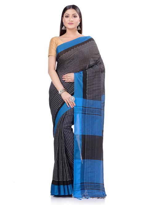 checkered handloom saree with blouse - 18023468 - Very Small Image - 1