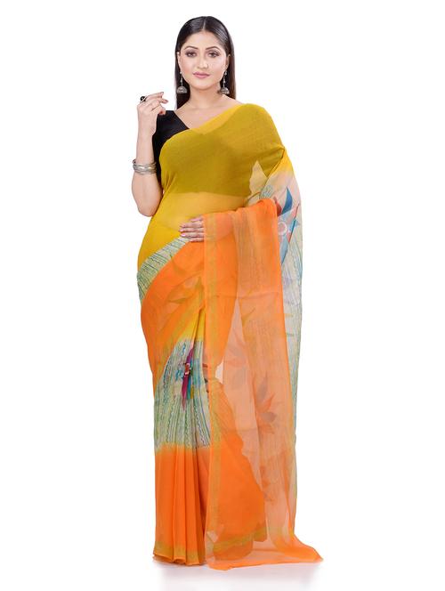 floral printed saree with blouse - 18023470 - Very Small Image - 1