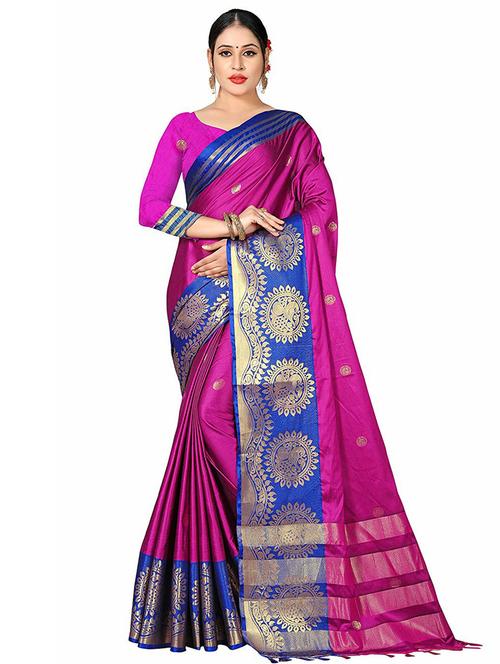 self design woven saree with blouse - 18023947 - Very Small Image - 1