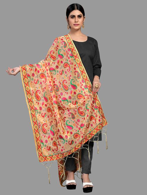 multi colored silk dupatta - 18024146 - Very Small Image - 1