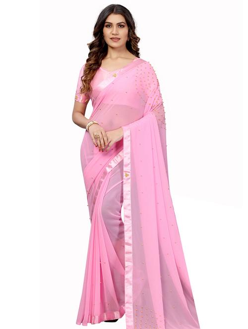 lace bordered embellished saree with blouse - 18024209 - Very Small Image - 1