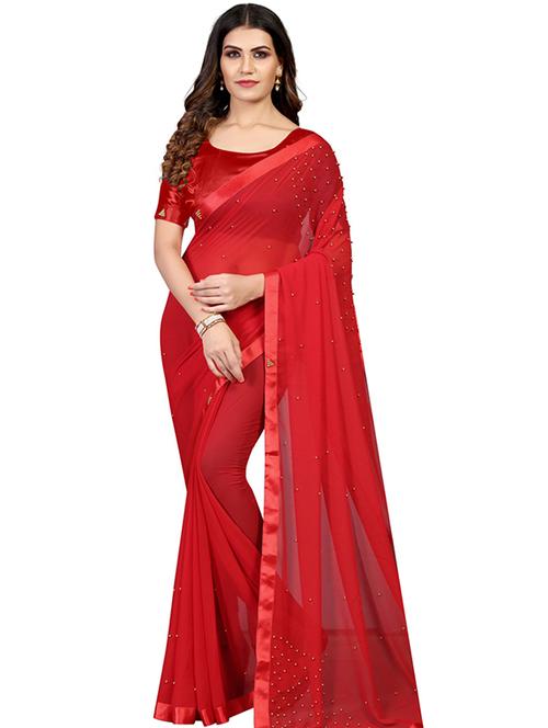 lace bordered embellished saree with blouse - 18024210 - Very Small Image - 1