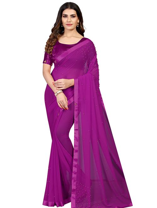 lace bordered embellished saree with blouse - 18024211 - Very Small Image - 1