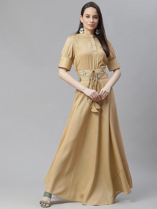 tie front solid maxi dress - 18024276 - Very Small Image - 1