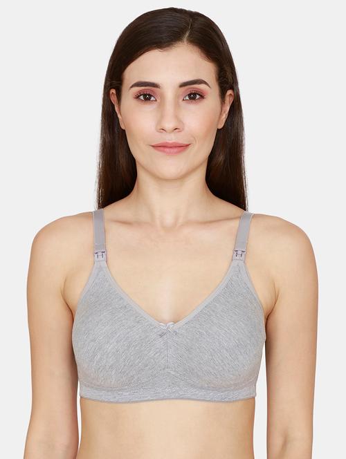 grey solid maternity/nursing bra - 18024461 - Very Small Image - 1