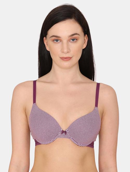 purple striped push up bra - 18024470 - Very Small Image - 1