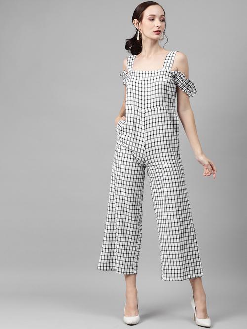 cold shoulder striped full leg jumpsuit - 18024686 - Very Small Image - 1