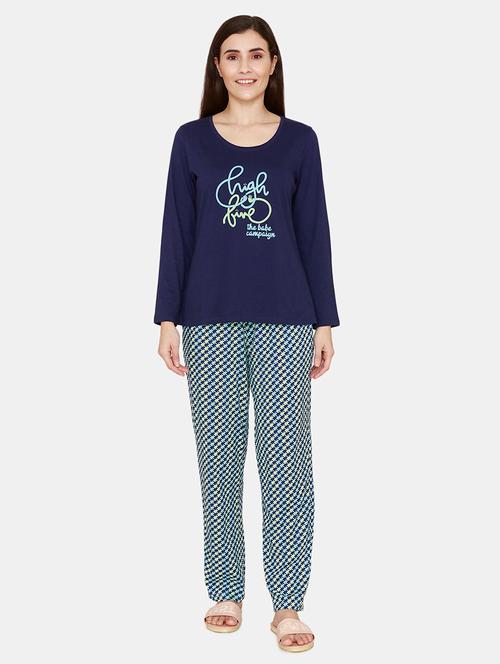 round neck printed nightwear pajama set - 18024813 - Very Small Image - 1
