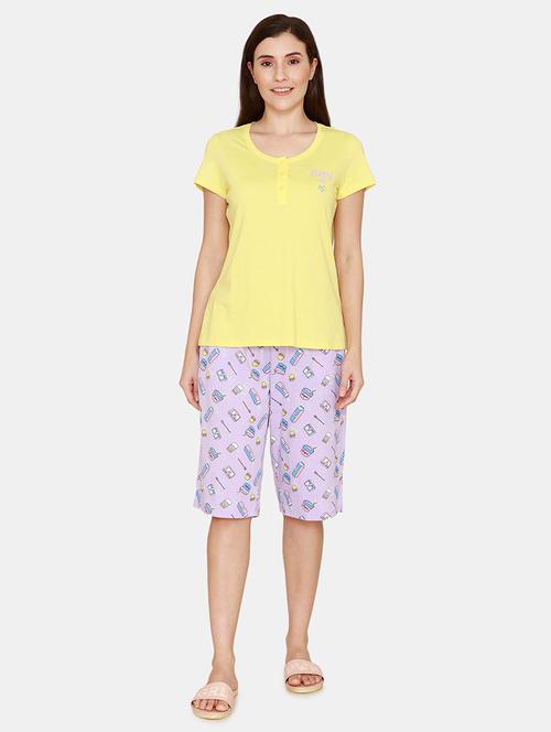 round neck printed nightwear shorts set - 18024819 - Very Small Image - 1
