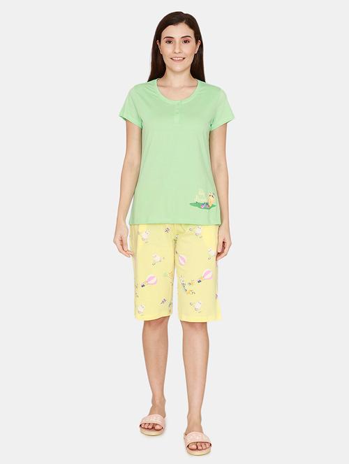 round neck printed nightwear shorts set - 18024823 - Very Small Image - 1