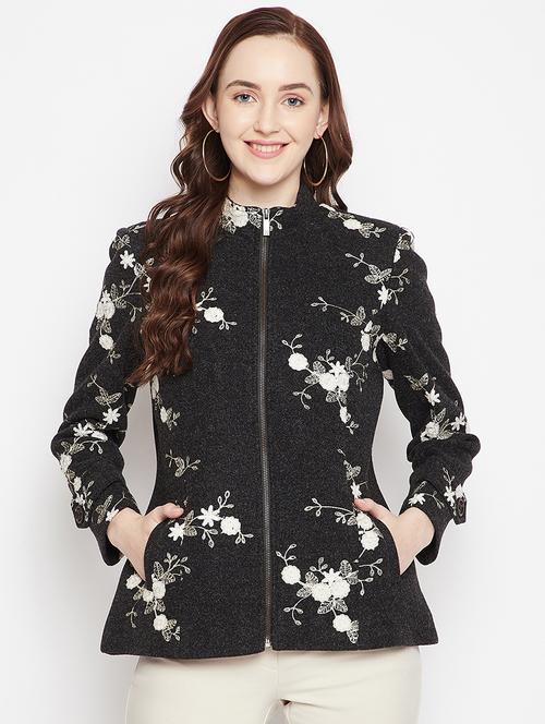 mandarin neck floral blazer - 18025002 - Very Small Image - 1