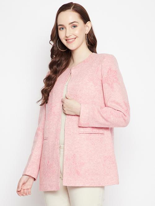 round neck self design blazer - 18025004 - Very Small Image - 1