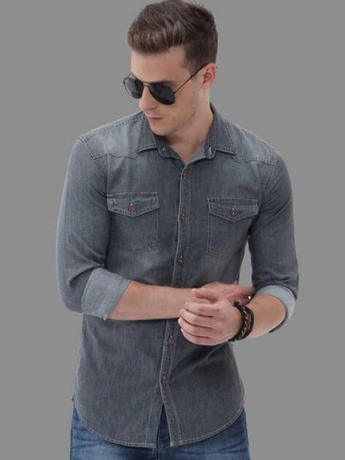 grey denim shirt - 18025047 - Very Small Image - 1