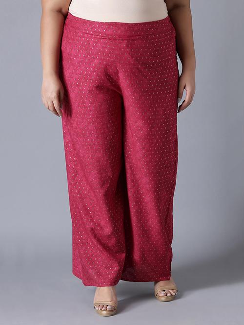 magenta printed flared palazzo - 18025578 - Very Small Image - 1