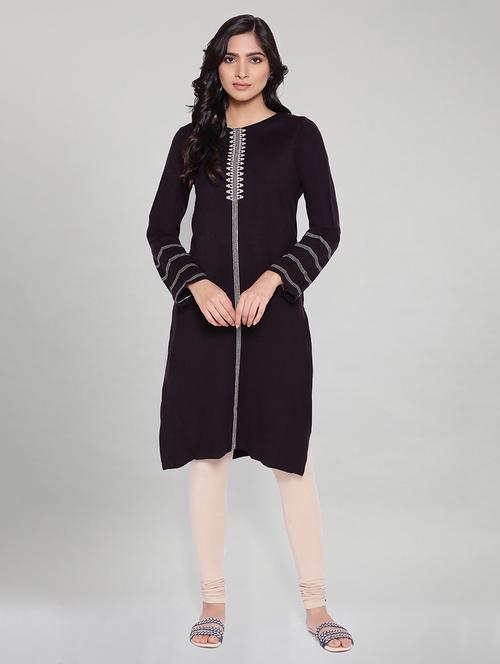purple straight kurta - 18025595 - Very Small Image - 1