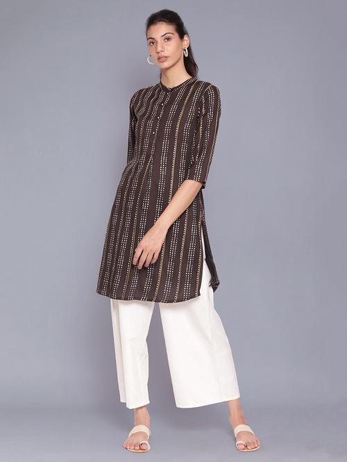 black viscose aline kurta - 18025605 - Very Small Image - 1