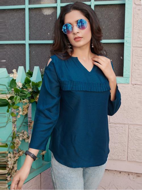 cold shoulder top with frill - 18025692 - Very Small Image - 1