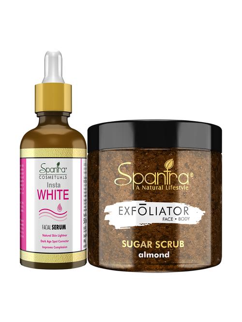 spantra sugar almond scrub, 125 gm & insta white face serum, 50 ml pack of 2 - 18025912 - Very Small Image - 1