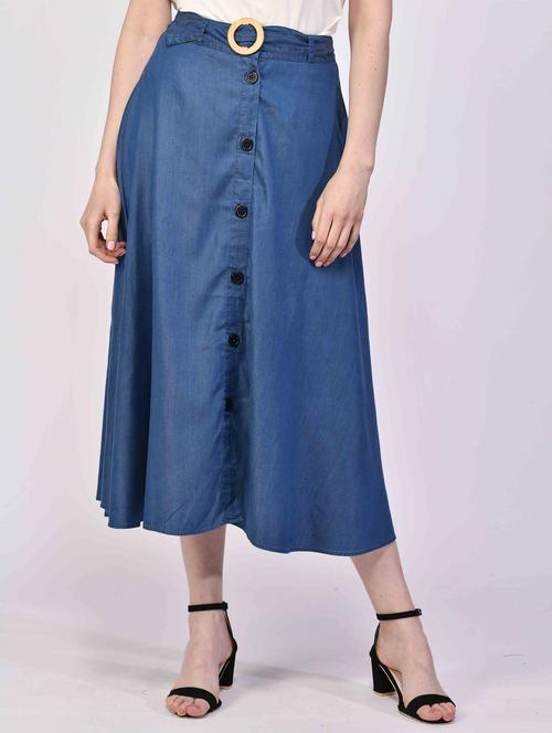mid rise denim skirt - 18026072 - Very Small Image - 1
