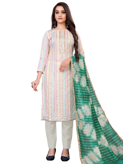 embroidered unstitched suit set - 18026167 - Very Small Image - 1