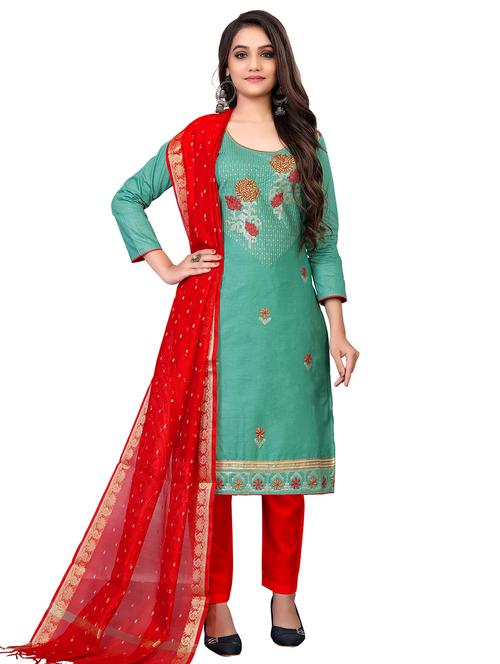 embroidered unstitched suit set - 18026189 - Very Small Image - 1