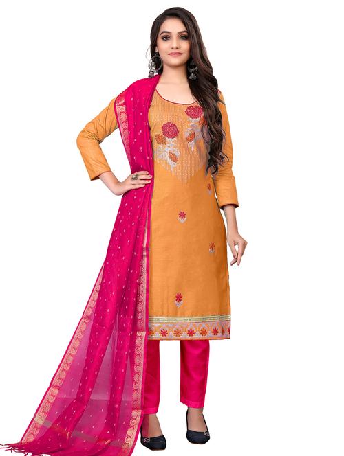 embroidered unstitched suit set - 18026190 - Very Small Image - 1
