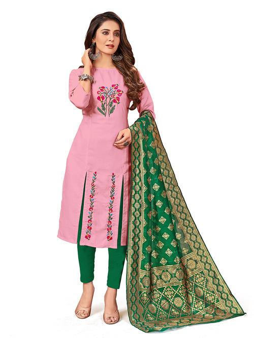 embroidered unstitched suit set - 18026211 - Very Small Image - 1