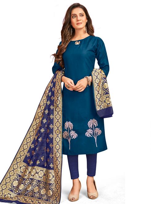 embroidered unstitched suit set - 18026212 - Very Small Image - 1
