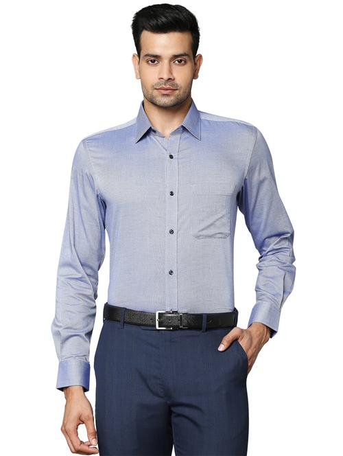 blue self design formal shirt - 18026539 - Very Small Image - 1