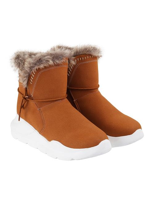 tan slip on ankle length boots - 18026619 - Very Small Image - 1