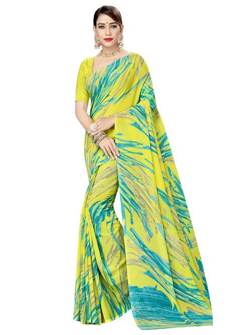 abstract printed saree with blouse - 18026740 - Very Small Image - 1