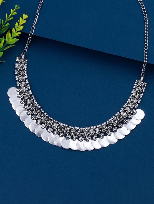 traditional adjustable silver oxidized necklace - 18026944 - Very Small Image - 1