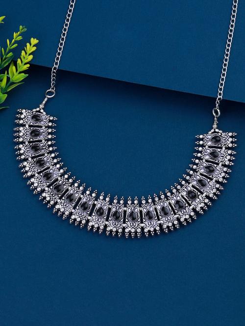 traditional adjustable silver oxidized necklace - 18026945 - Very Small Image - 1