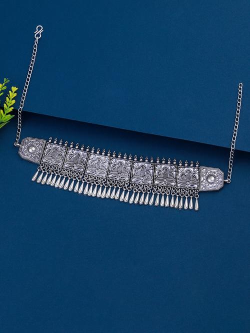 traditional adjustable silver oxidized necklace - 18026947 - Very Small Image - 1