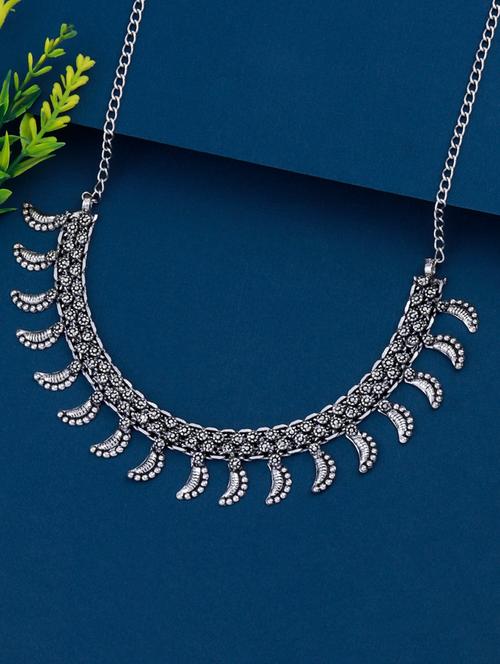 traditional adjustable silver oxidized necklace - 18026948 - Very Small Image - 1