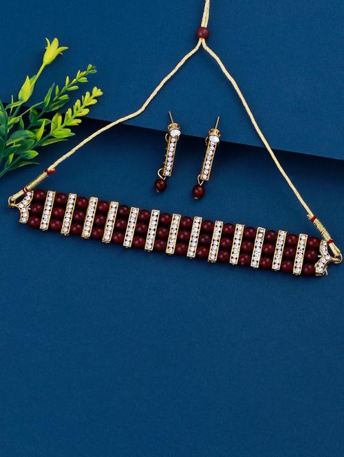 traditional adjustable silver oxidized necklace set - 18026951 - Very Small Image - 1