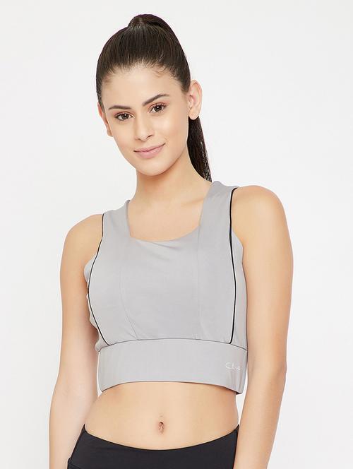 grey solid sports bra - 18027049 - Very Small Image - 1
