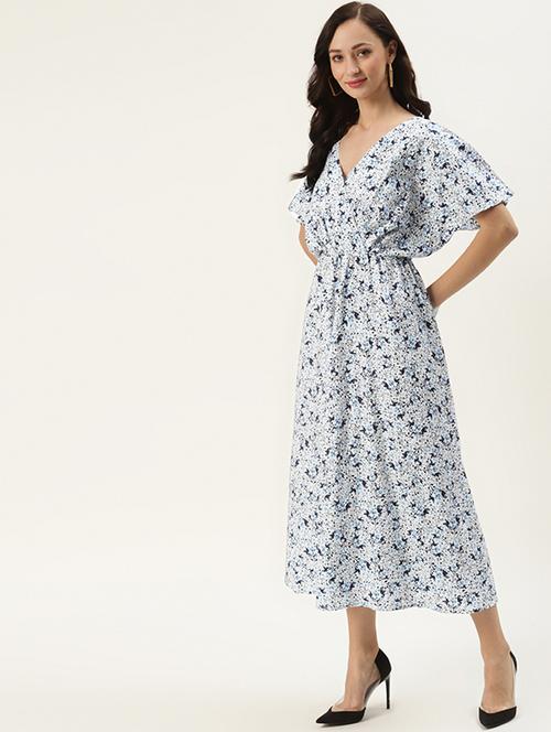 v-neck printed wrap dess - 18027212 - Very Small Image - 1