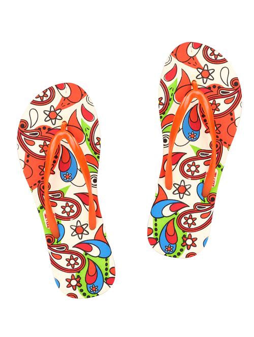 orange printed toe separator slipper - 18027620 - Very Small Image - 1