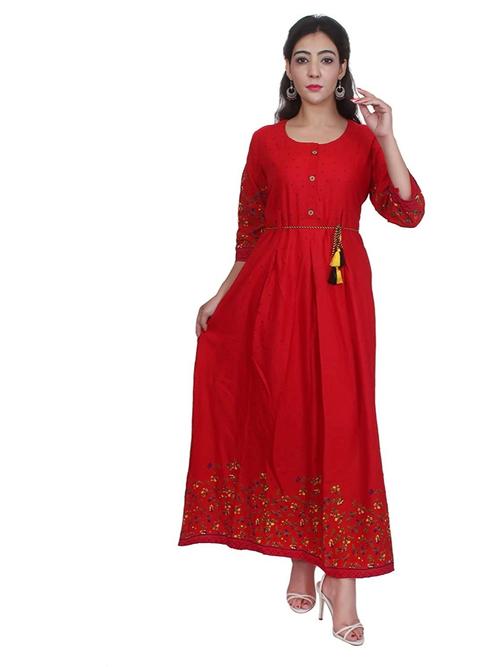 red colour georgette kurti - 18028287 - Very Small Image - 1