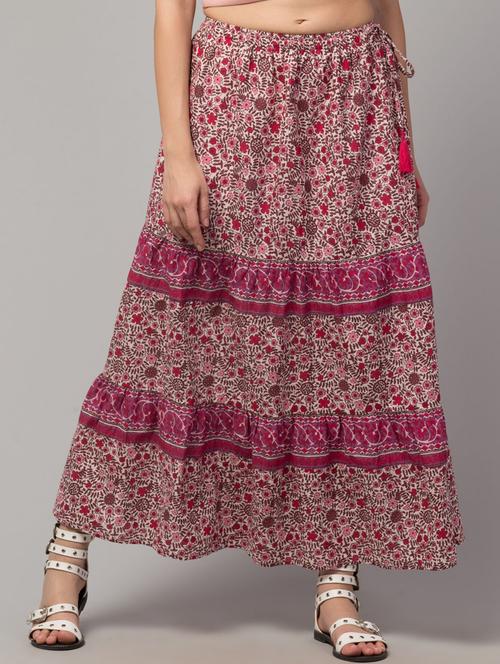 mid rise printed tiered skirt - 18028416 - Very Small Image - 1