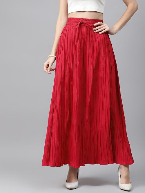 drawstring waist solid flared skirt - 18028422 - Very Small Image - 1