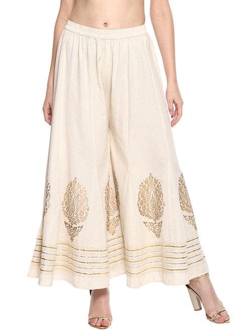 foil print flared palazzo - 18028556 - Very Small Image - 1