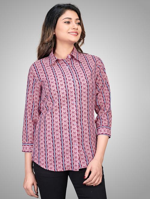 curved hem printed shirt - 18029017 - Very Small Image - 1