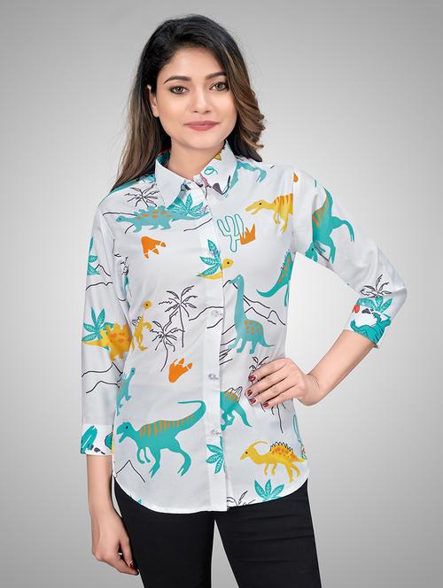 curved hem printed shirt - 18029024 - Very Small Image - 1